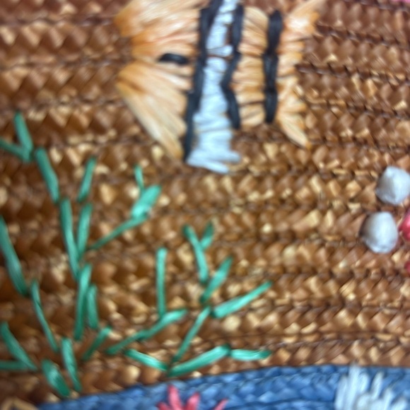 Liz Claiborne multi colored straw Oversized Fish Beach Bag - Picture 6 of 13